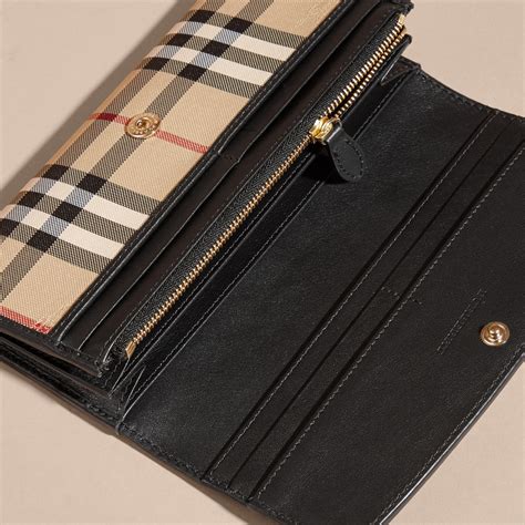 burberry check and leather wallet